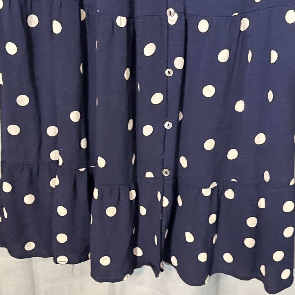 Seraphine Marge Maternity Nursing Dress US 4 Navy Blue Polka Dot V-Neck Midi - Picture 3 of 8
